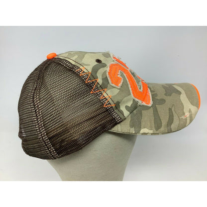 Caterpillar CAT Camo Meshback Snapback Hat Cap w/ Orange 25 Patch