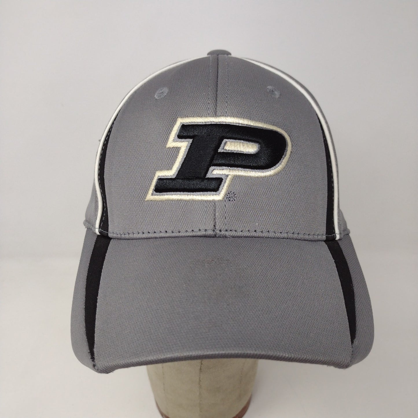 Captivating Purdue Boilermakers Hat Gray Black Stripes Embroidered Logo Train