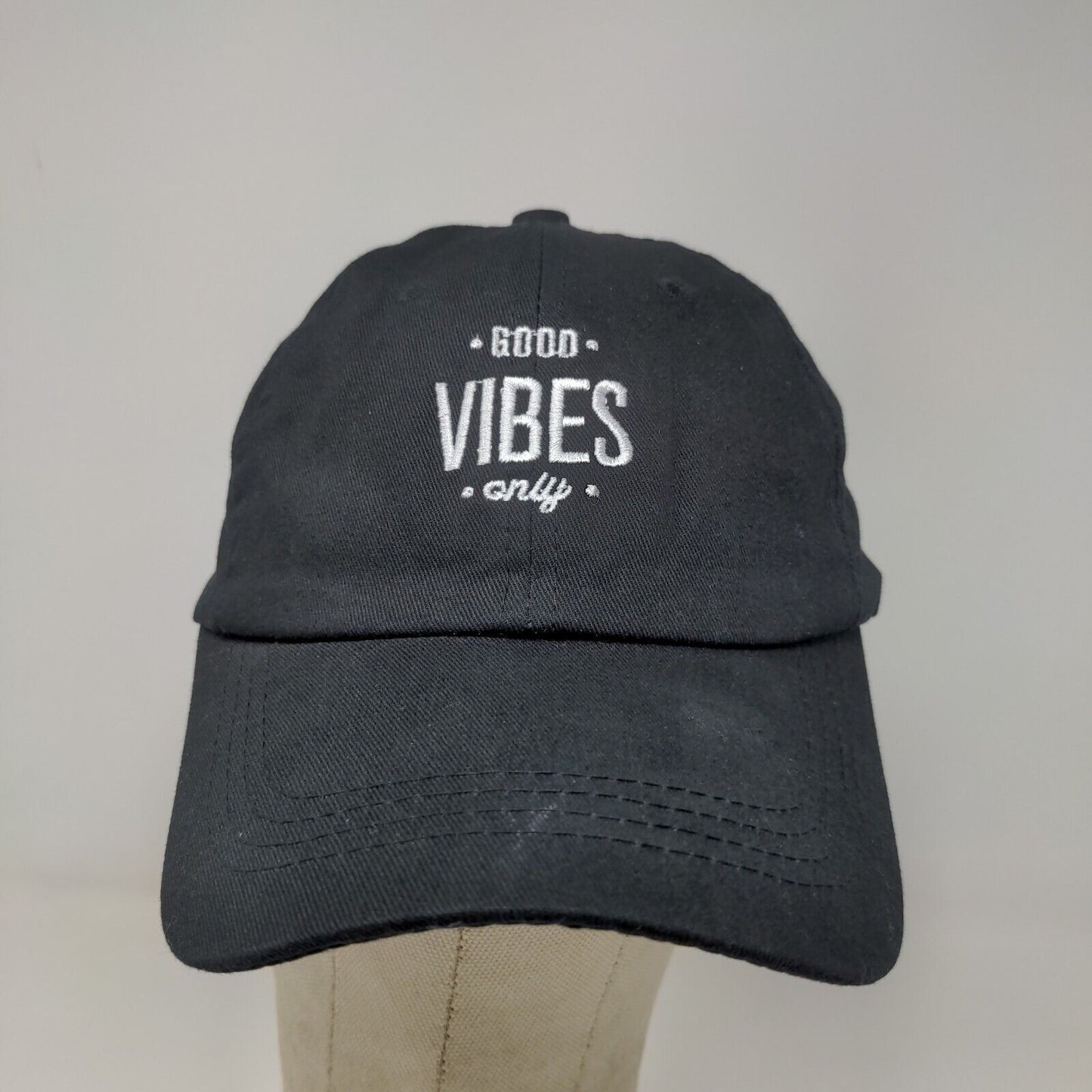 Good Vibes Only Men's Slideback Hat Black Adjustable Embroidered Logo