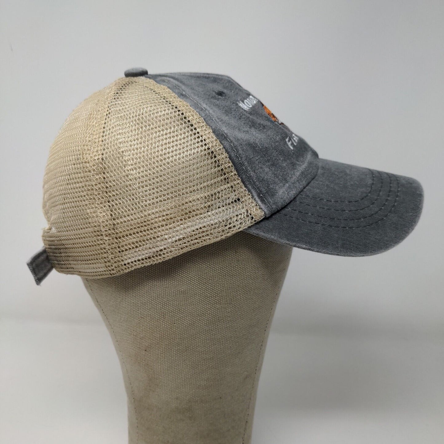 Unbranded Men's Women Want Me Fish Fear Me Slideback Mesh Back Hat Gray Tan