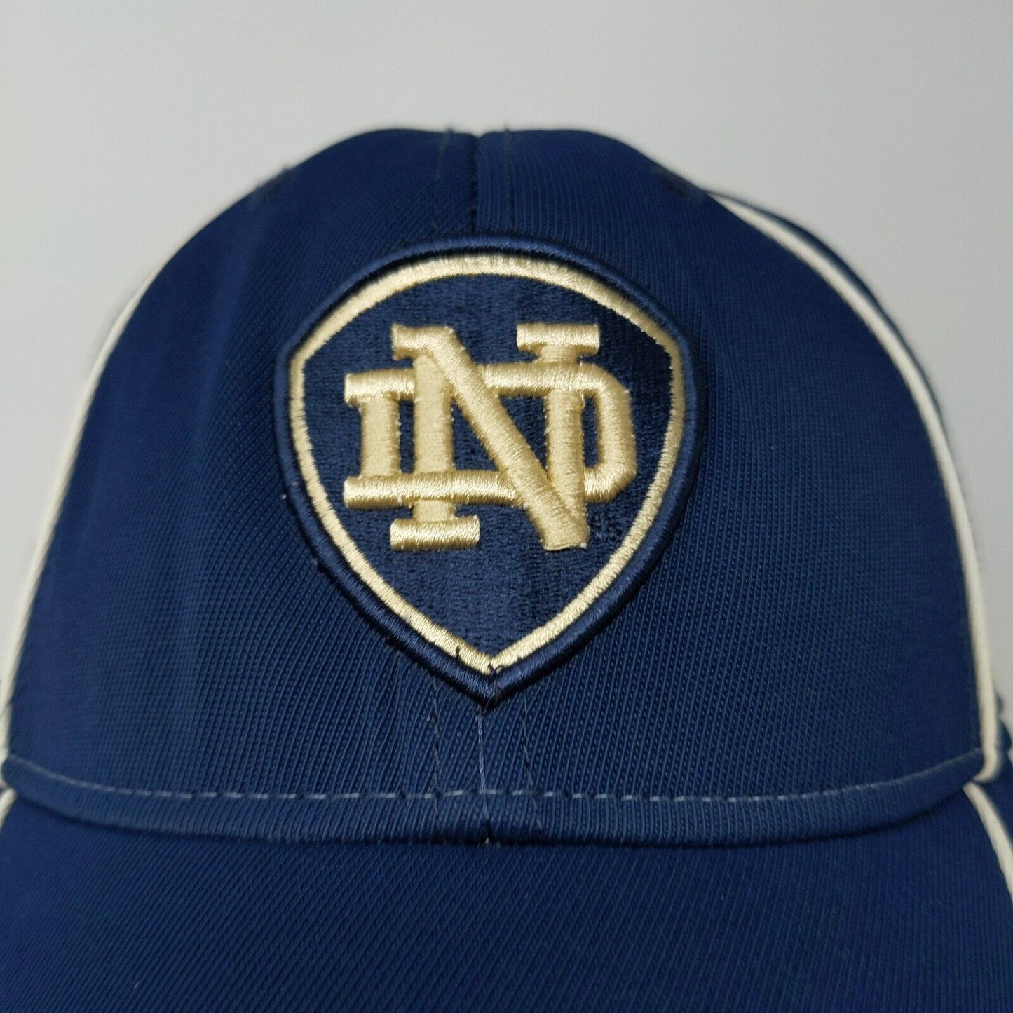 NCAA Notre Dame Adidas Blue Gold Stretch Fit Hat Cap Size S / M Embroidered