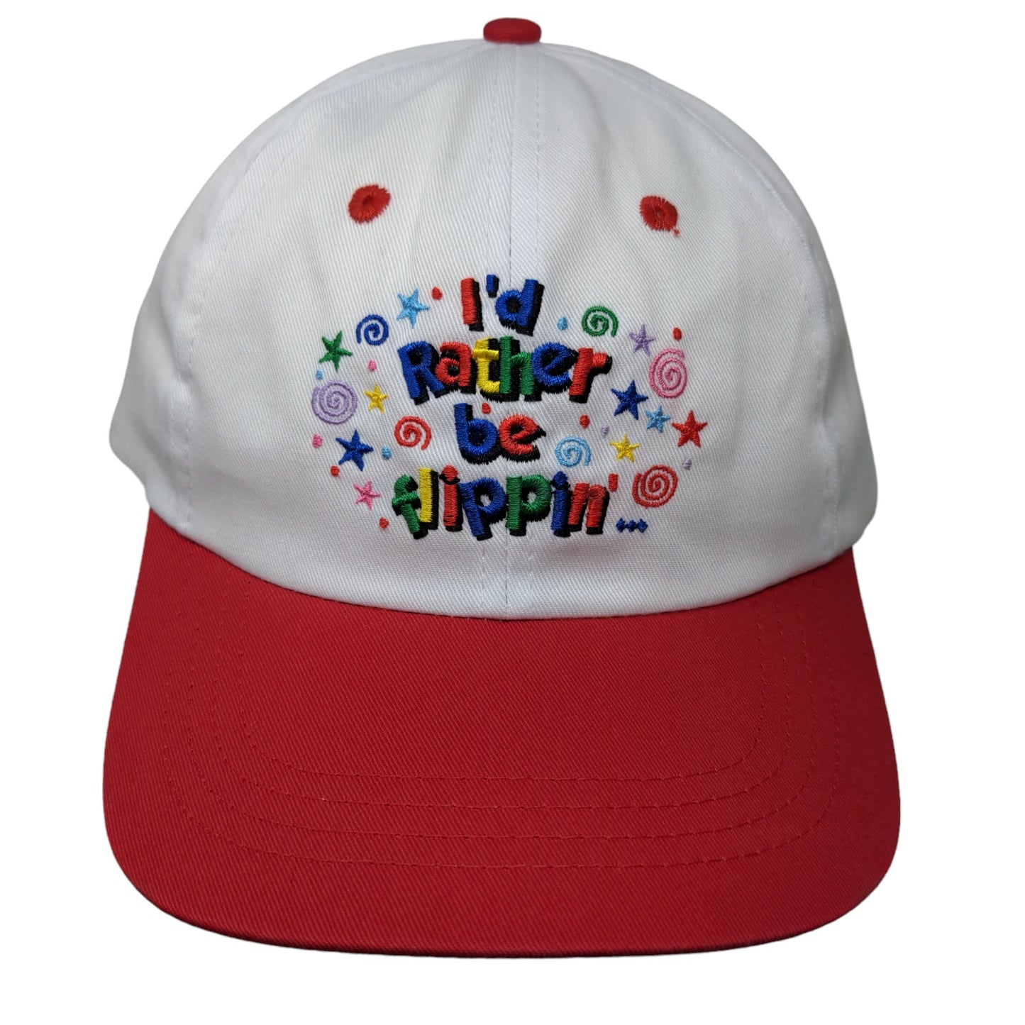 Unbranded Men's Snapback Hat White OSFA I'd Rather Be Flippin' Embroidered Logo