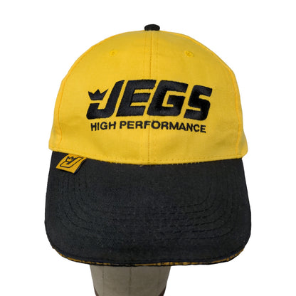 JEGS High Performance Strapback Hat Black Yellow Adjustable Embroidered Logo