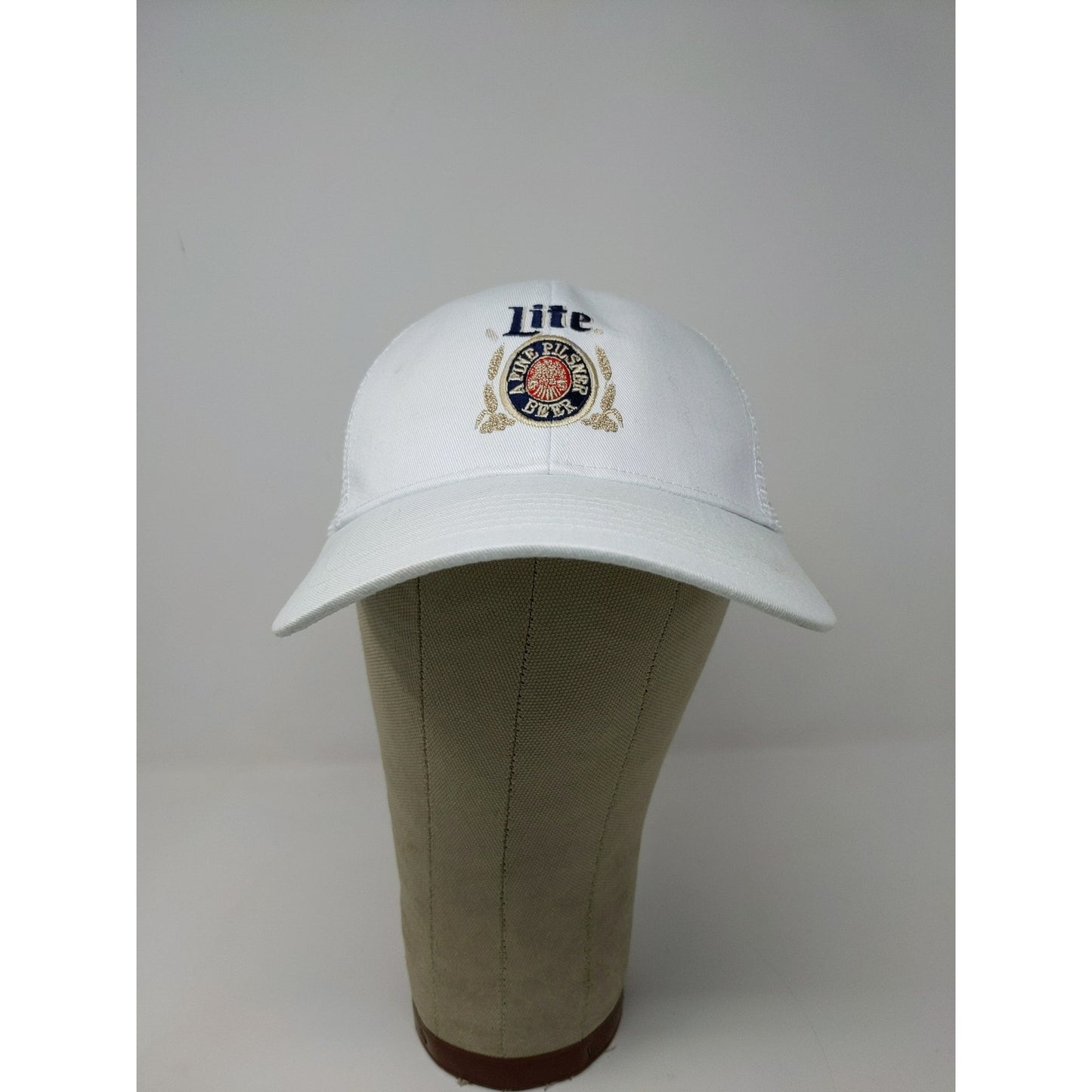 2014 Miller Lite Snapback Meshback Hat A Fine Pilsner Beer White Embroidered