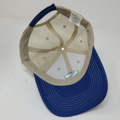 Stoller USA Strapback Mesh Back Hat Embroidered Logo Blue Tan