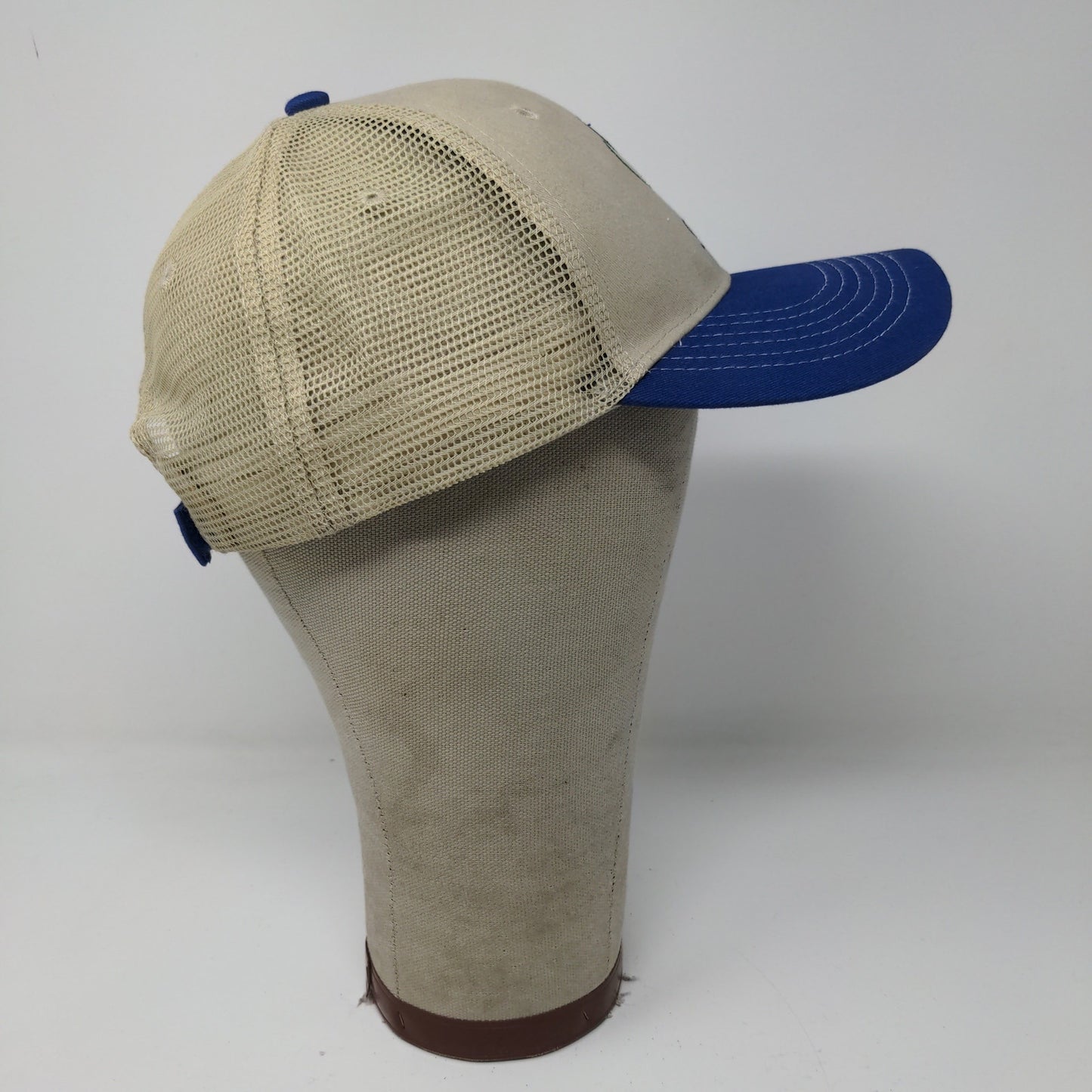 Stoller USA Strapback Mesh Back Hat Embroidered Logo Blue Tan