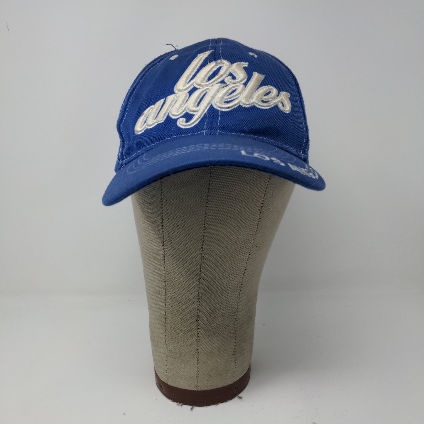 Los Angeles LA Strapback Hat Embroidered Spell Out Blue White Acrylic