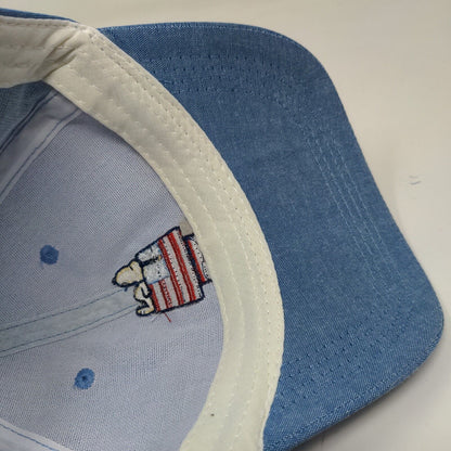 Peanuts Men's Strapback Hat Blue OSFM Embroidered Snoopy Logo Patriotic