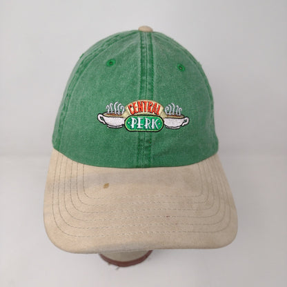 F.R.I.E.N.D.S. Central Perk Slideback Hat Embroidered Logo Green Tan Coffee