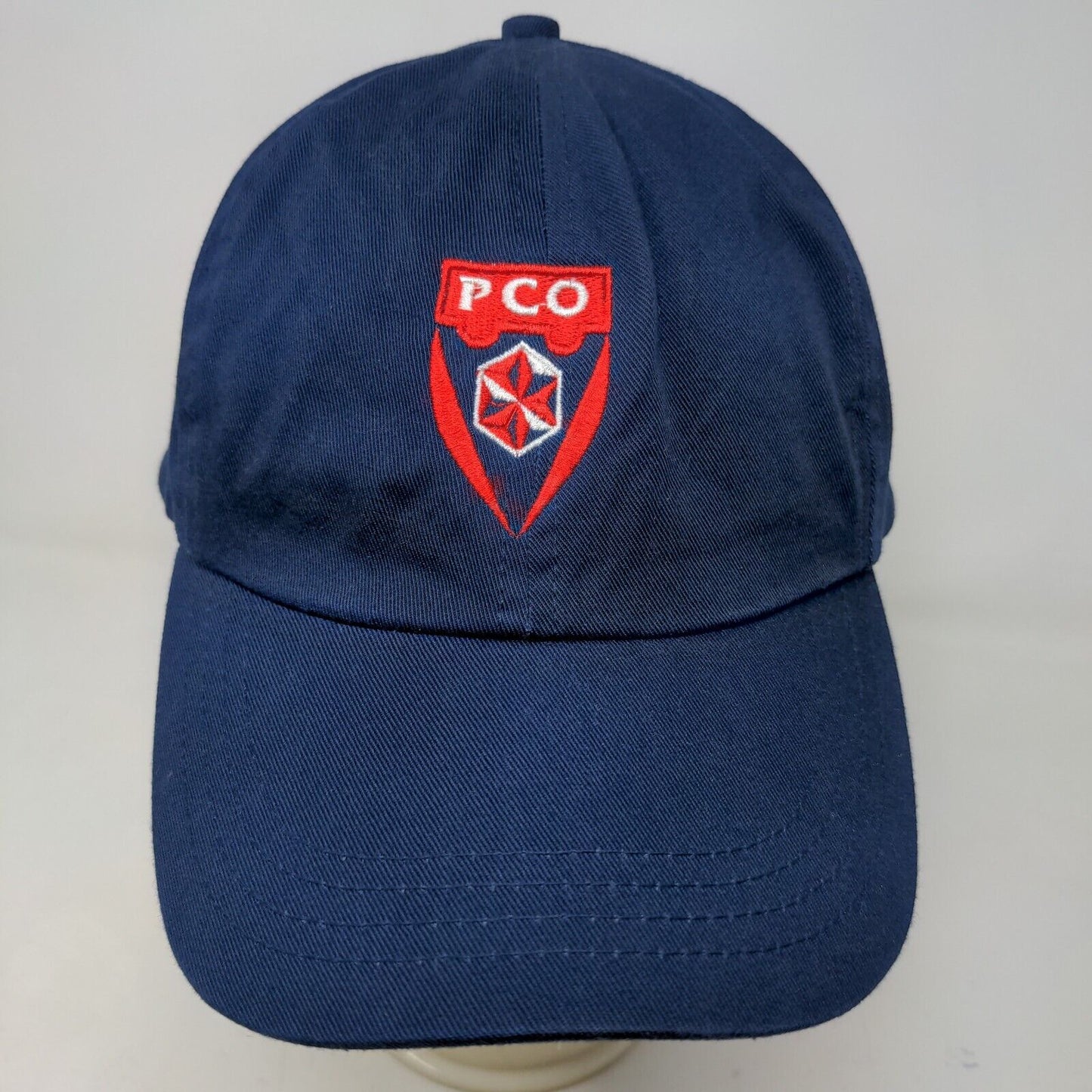 Cotton Deluxe Men's Slideback Hat Blue Adjustable PCO Embroidered Logo