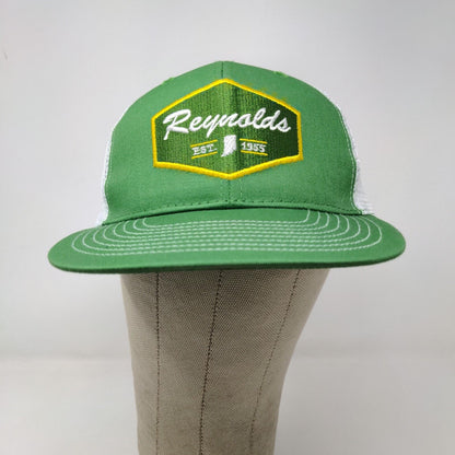 Reynolds Men's Snapback Mesh Back Trucker Hat Green White OSFM Embroidered Logo