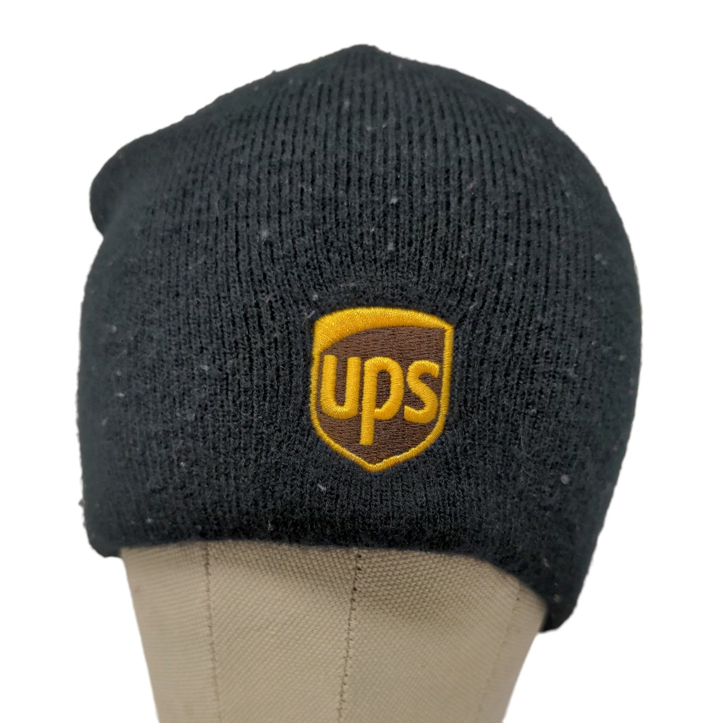 UPS Employee Uniform Beanie Hat Black Embroidered Logo Delivery OSFA