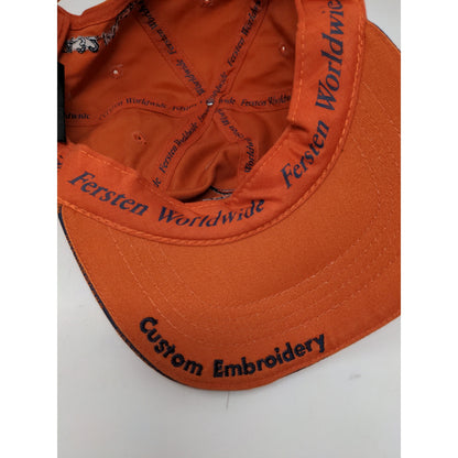 RARE CUSTOM SAMPLE Fersten Worldwide Slideback Hat Embroidered Logo Orange