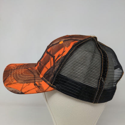 Cap America Men's Snapback Mesh Back Hat Orange Camouflage Embroidered Logo
