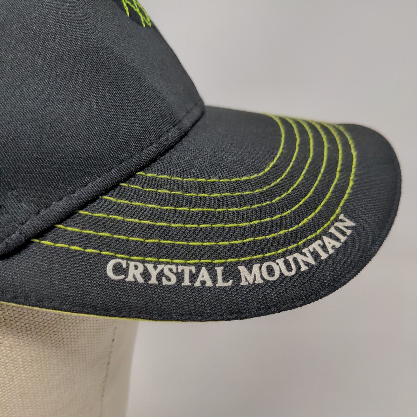 Ahead Men's Hat Black Green Classic Cut Crystal Mountain Poly Blend