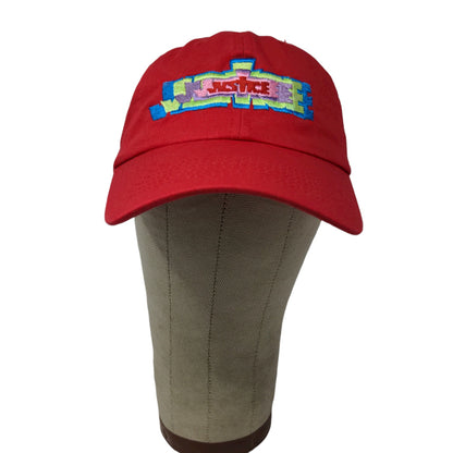 Justice Embroidered Logo Slideback Hat Red 100% Cotton Logo Colorful