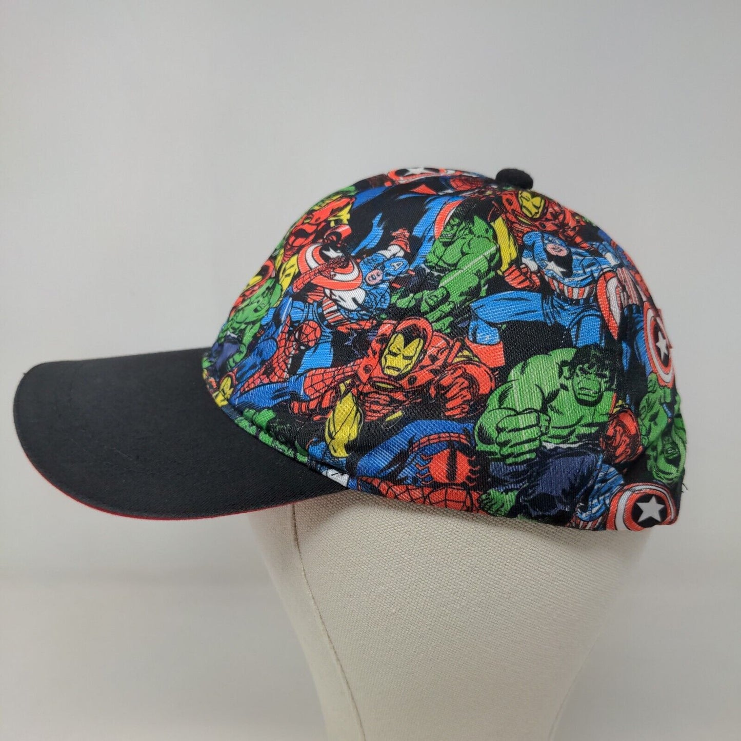 Marvel Boy's Snapback Hat Black Multicolor Adjustable Retro All Over Print
