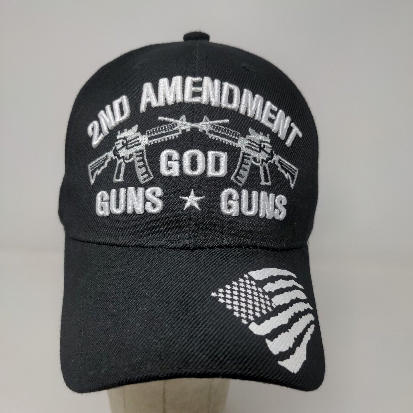 U.S. Warriors Men's 2nd Amendment 2A Strapback Hat Black Embroidered Logo