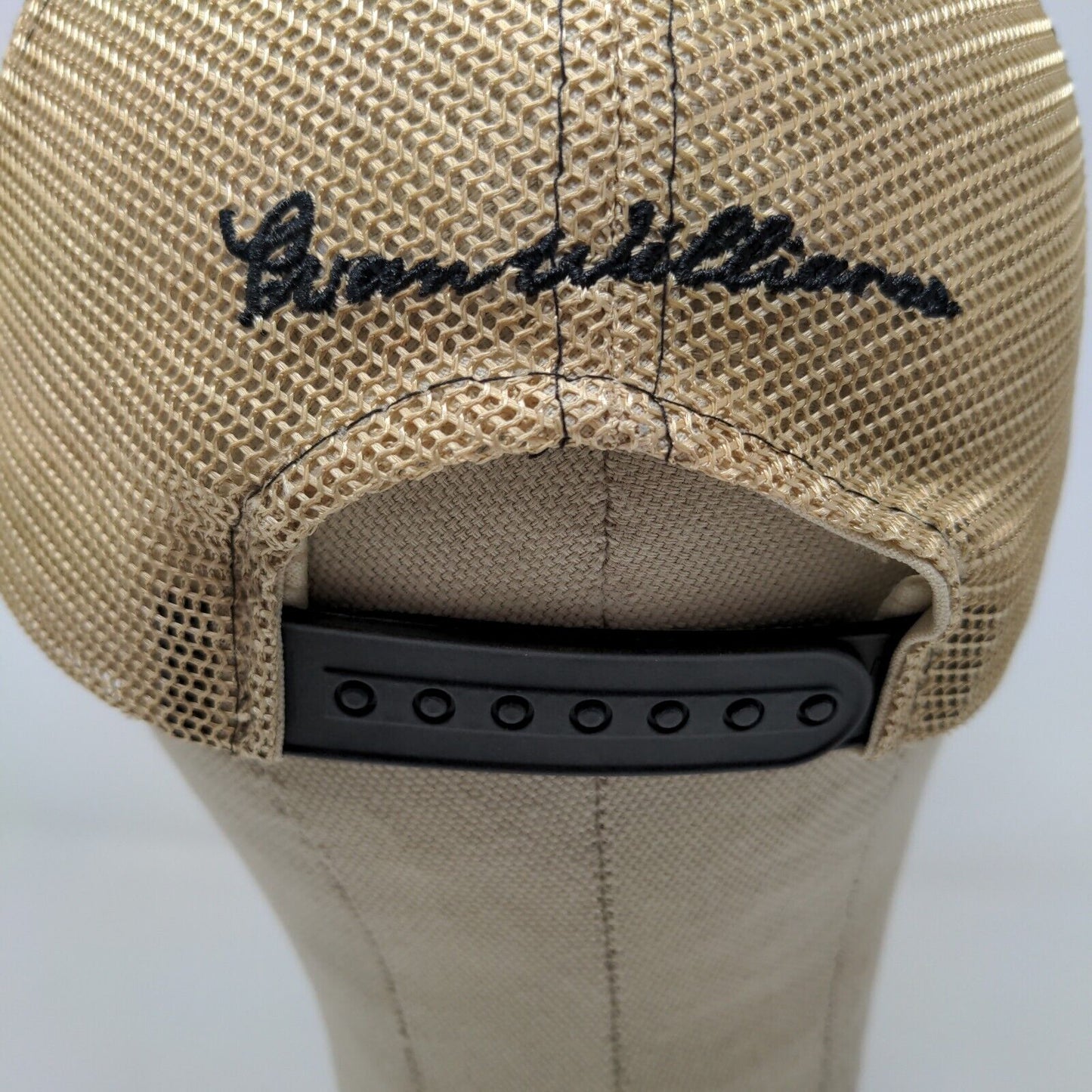 Evan Williams Bourbon Men's Mesh Back Snapback Hat Black Tan Adjustable Logo