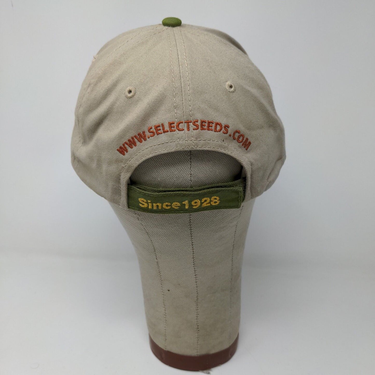 Select Seed Strapback Hat Tan Green Adjustable Embroidered Logo