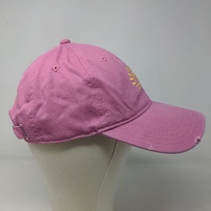 Aerie Women's Slideback Hat Pink Size OS Embroidered Sun Logo 100% Cotton