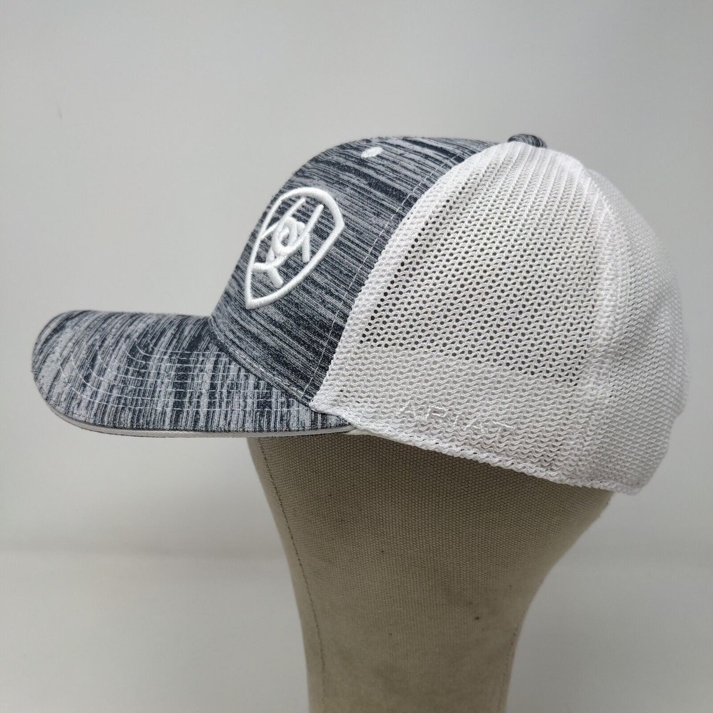 Ariat Men's Snapback Mesh Back Hat Gray White Breast Cancer Awareness Logo