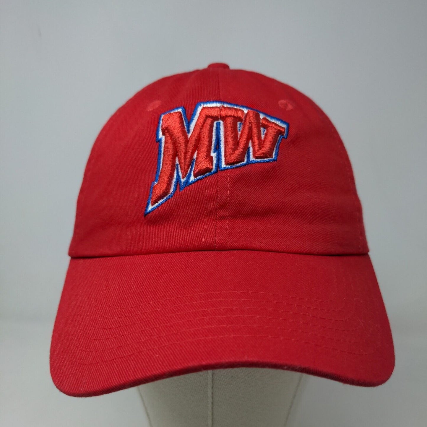 Unbranded Men's Strapback Hat Red Adjustable Embroidered Big MW Logo