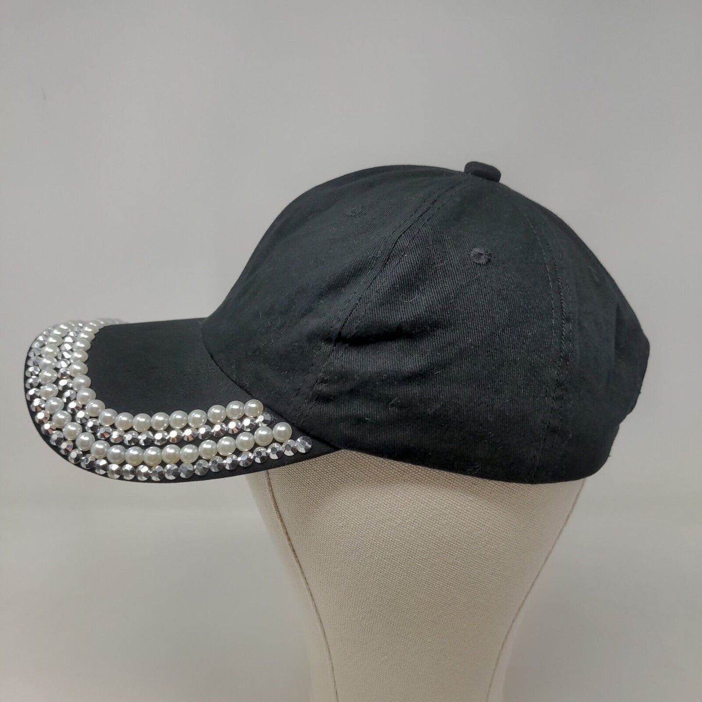 Unbranded Women's Slideback Hat Black OSFM Shiny Rhinestone & Gems Accents