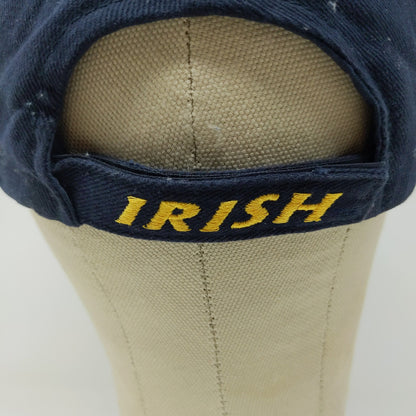 Notre Dame Fighting Irish Strapback Hat Embroidered Leprechaun Logo Blue