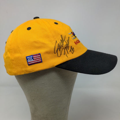 Racing for Kids Men's Strapback Hat Yellow Autographed Embroidered Logo