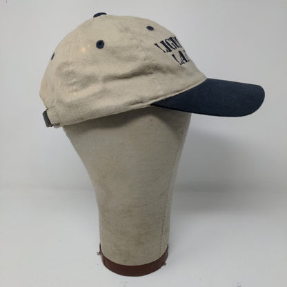 Lighthouse Landings Slideback Hat Beige Blue Adjustable Embroidered Logo