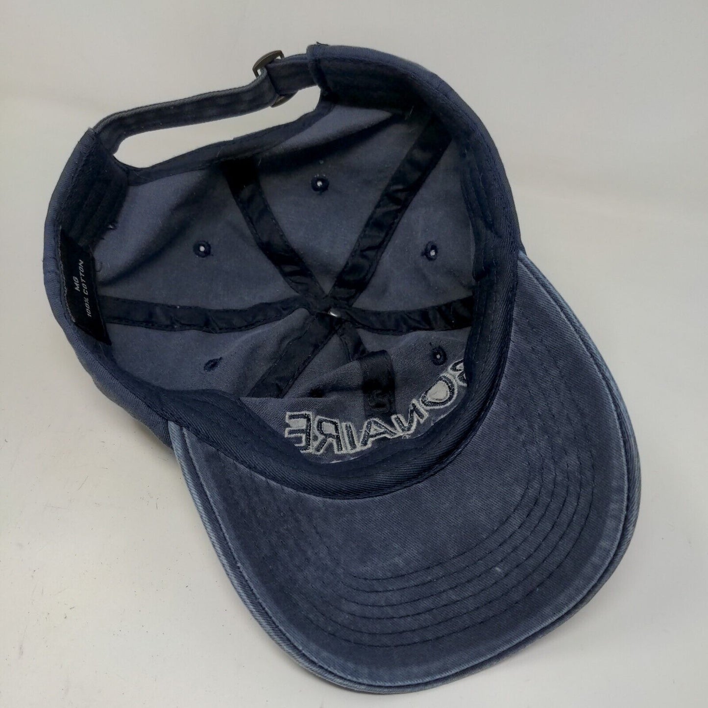 Bonaire Men's Slideback Hat Blue Embroidered Logo 100% Cotton