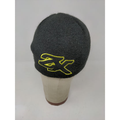 ZX Zeroxposur Beanie Hat Skull Cap Black Embroidered Yellow Logo