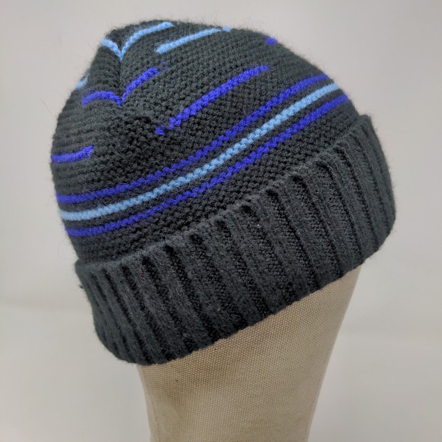 Adidas Men's Knit Beanie Hat Cap Black OSFA Striped Patch Logo