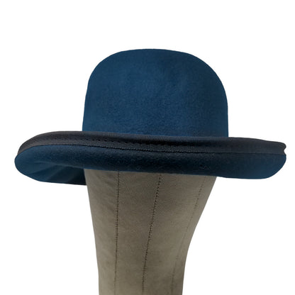 Bollman Hat Co Women's Doeskin Felt Bowler Derby Hat Blue 100% Wool