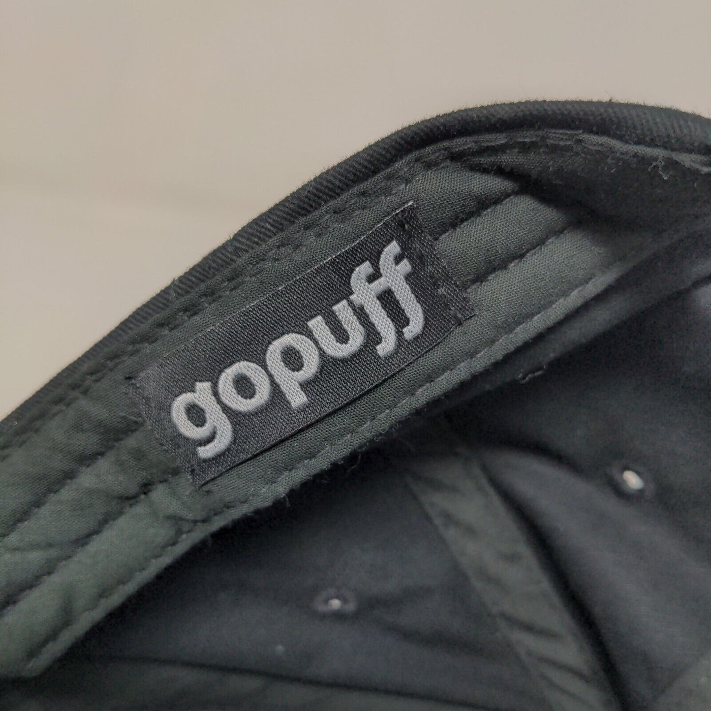 GoPuff Men's Slideback Hat Black Adjustable Embroidered Logo