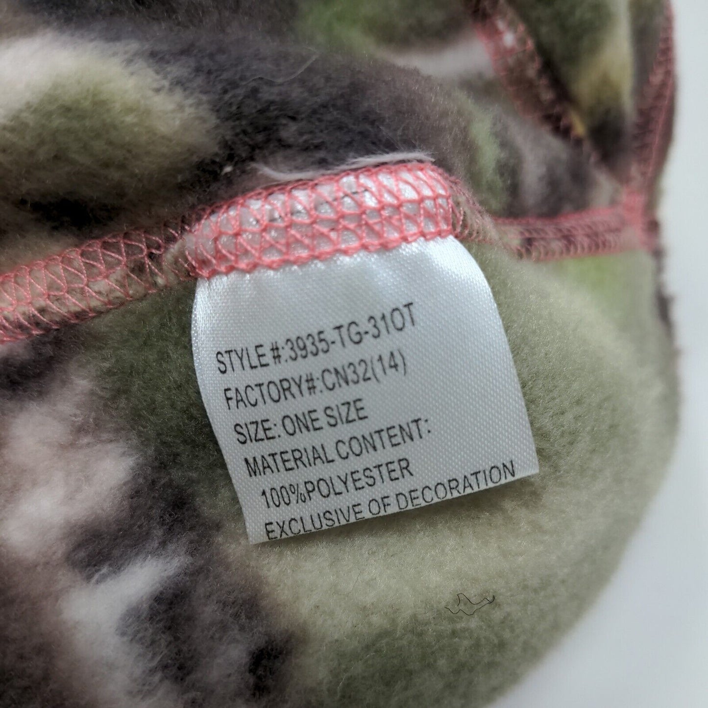Huntworth Girls Camo Beanie Hat Fleece Green Brown Pink One Size Embroidered