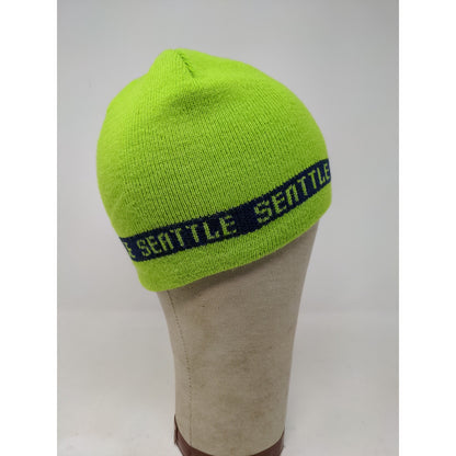 Seattle Men's Knit 100% Acrylic Beanie Hat Green OSFA Spell Out