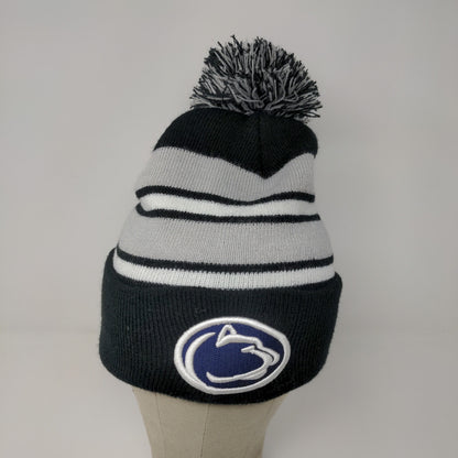 City Hunters Penn State Nittany Lions Beanie Hat Gray Black Pom Pom Embroidered