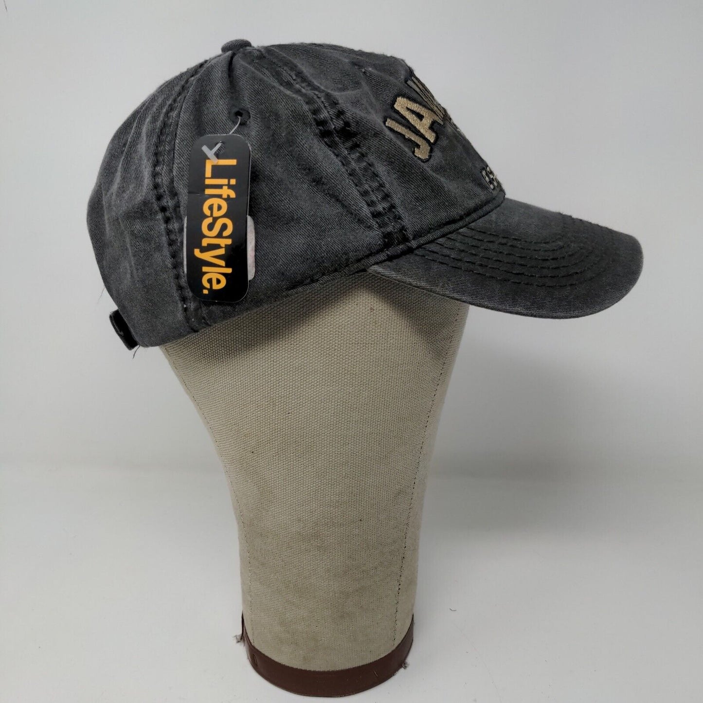 Lifestyle Jamaica Strapback Hat Gray Embroidered Logo Cotton Adjustable W/Tags