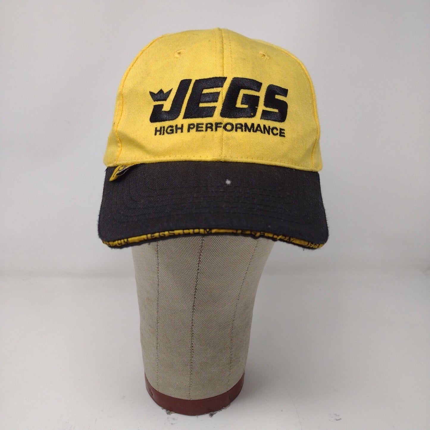 Jegs High Performance Mens Strapback Hat Yellow Black Embroidered Logo