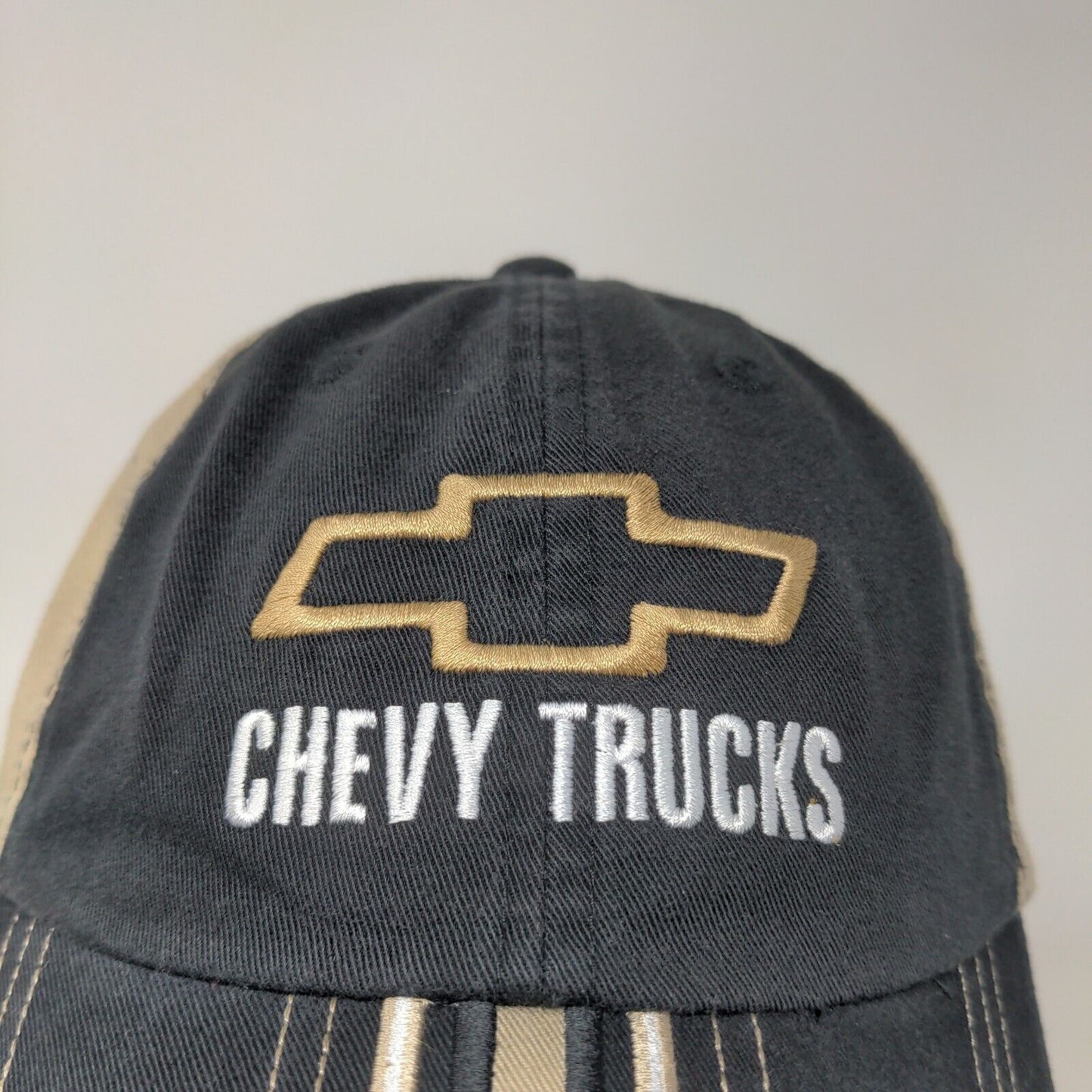 Checkered Flag Sports Men's Strapback Hat Black Tan Chevrolet Chevy Trucks