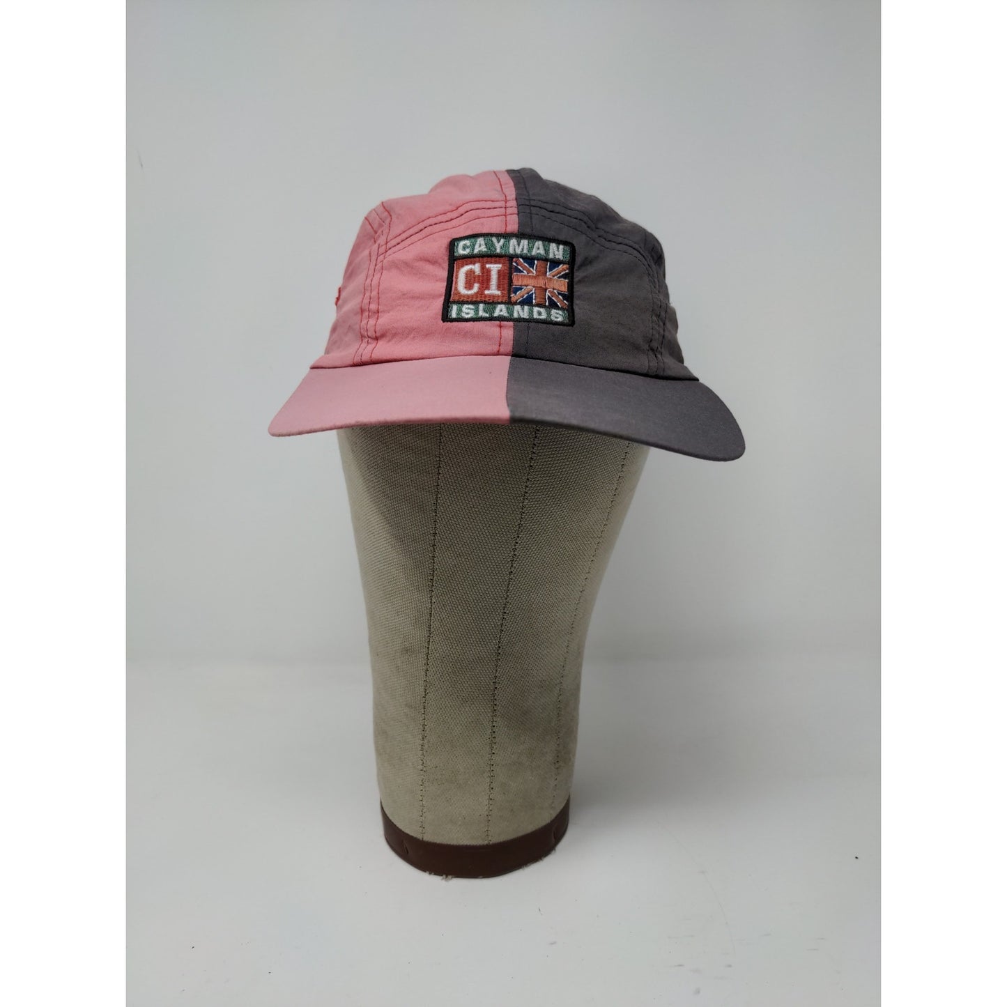 Cayman Islands Slideback Hat Vacation Tourist Gray & Pink Embroidered Logo