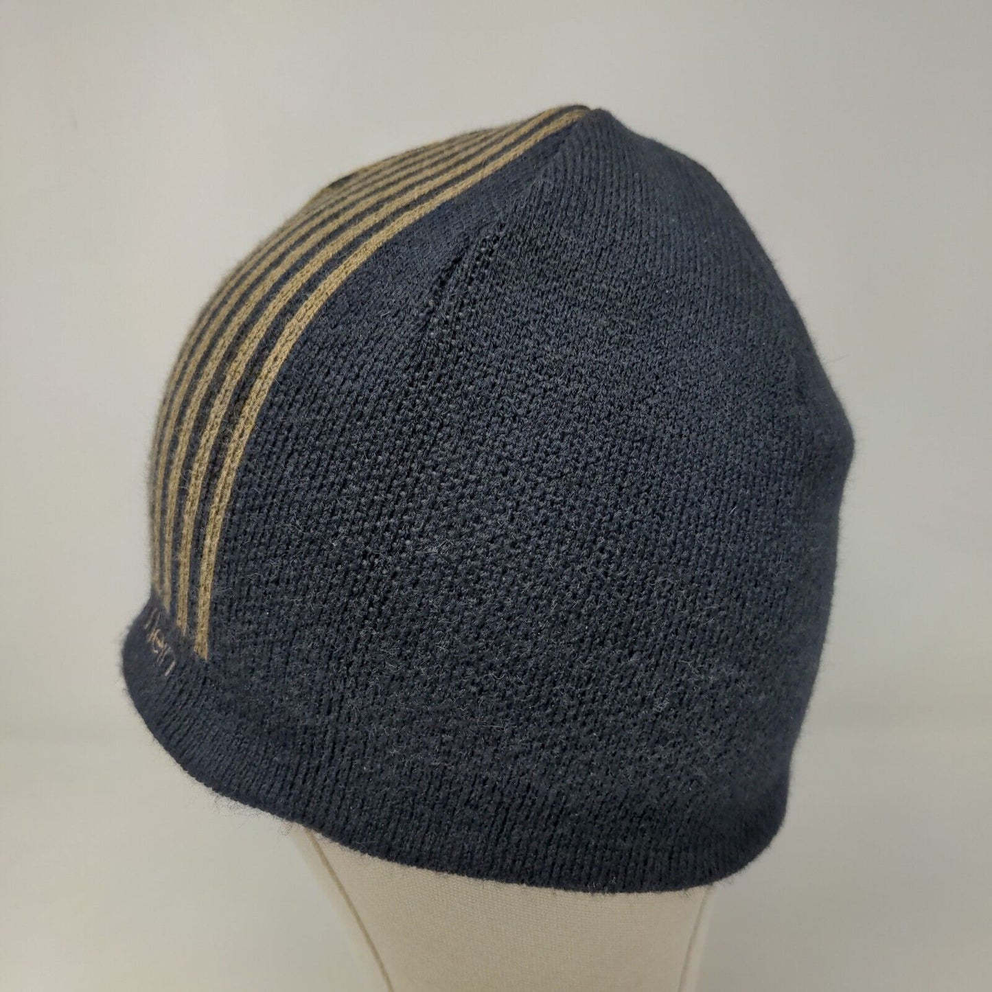 Calvin Klein Men's Beanie Hat Black 100% Acrylic Striped Spell Out