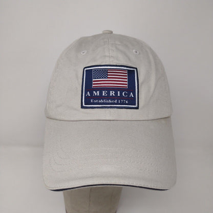 Sonoma Men's Slideback Hat Cap Tan OSFA Patriotic Embroidered Flag Logo