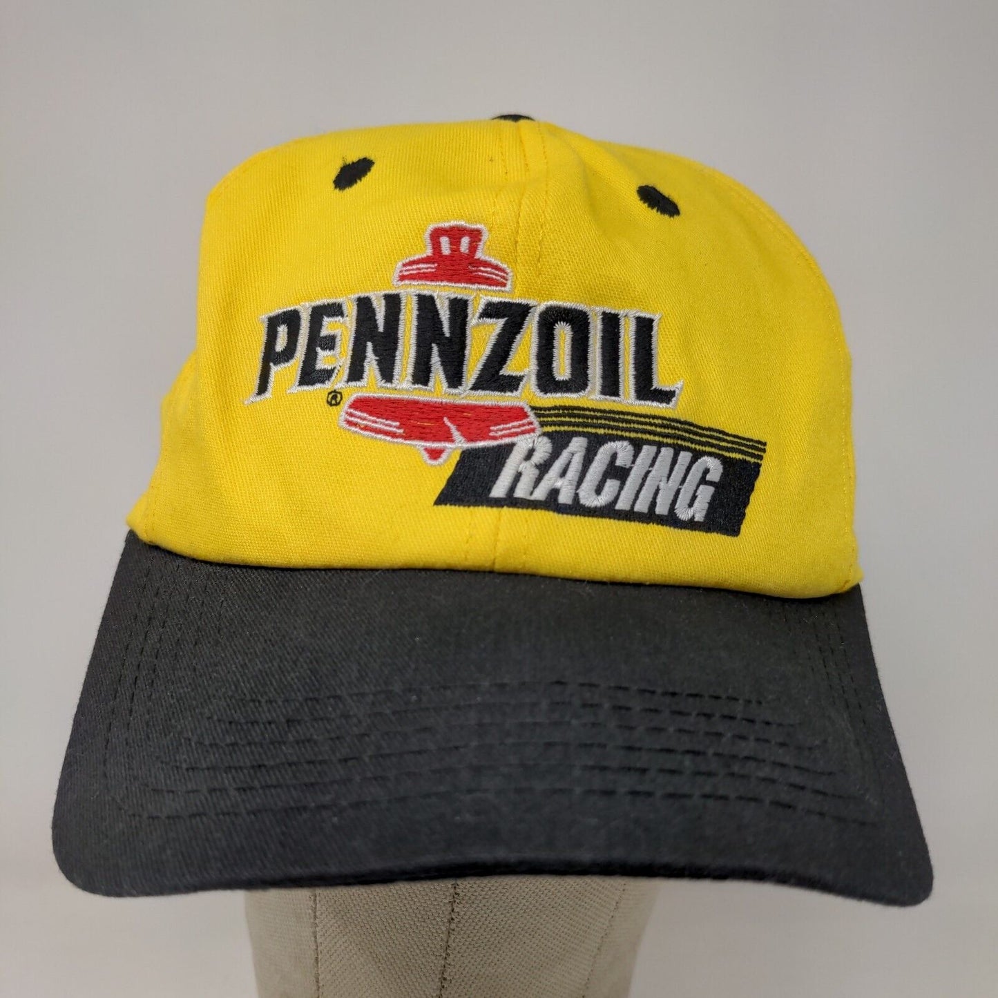 Pennzoil Racing Men's Slideback Hat Yellow Black Signed Autographed Vintage USA