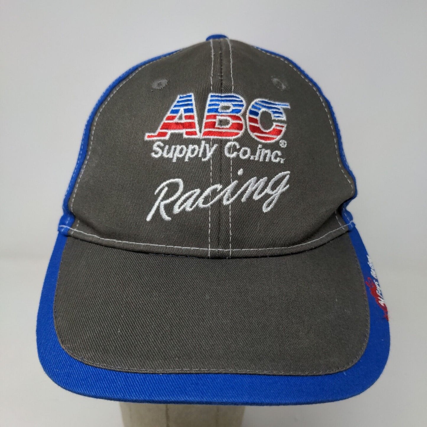 ABC Supply Co Racing Men's Strapback Hat Gray Blue Embroidered Logo