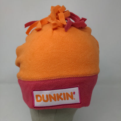 Dunkin' Donuts Men's Employee Fleece Beanie Hat Pink Orange Patch Logo