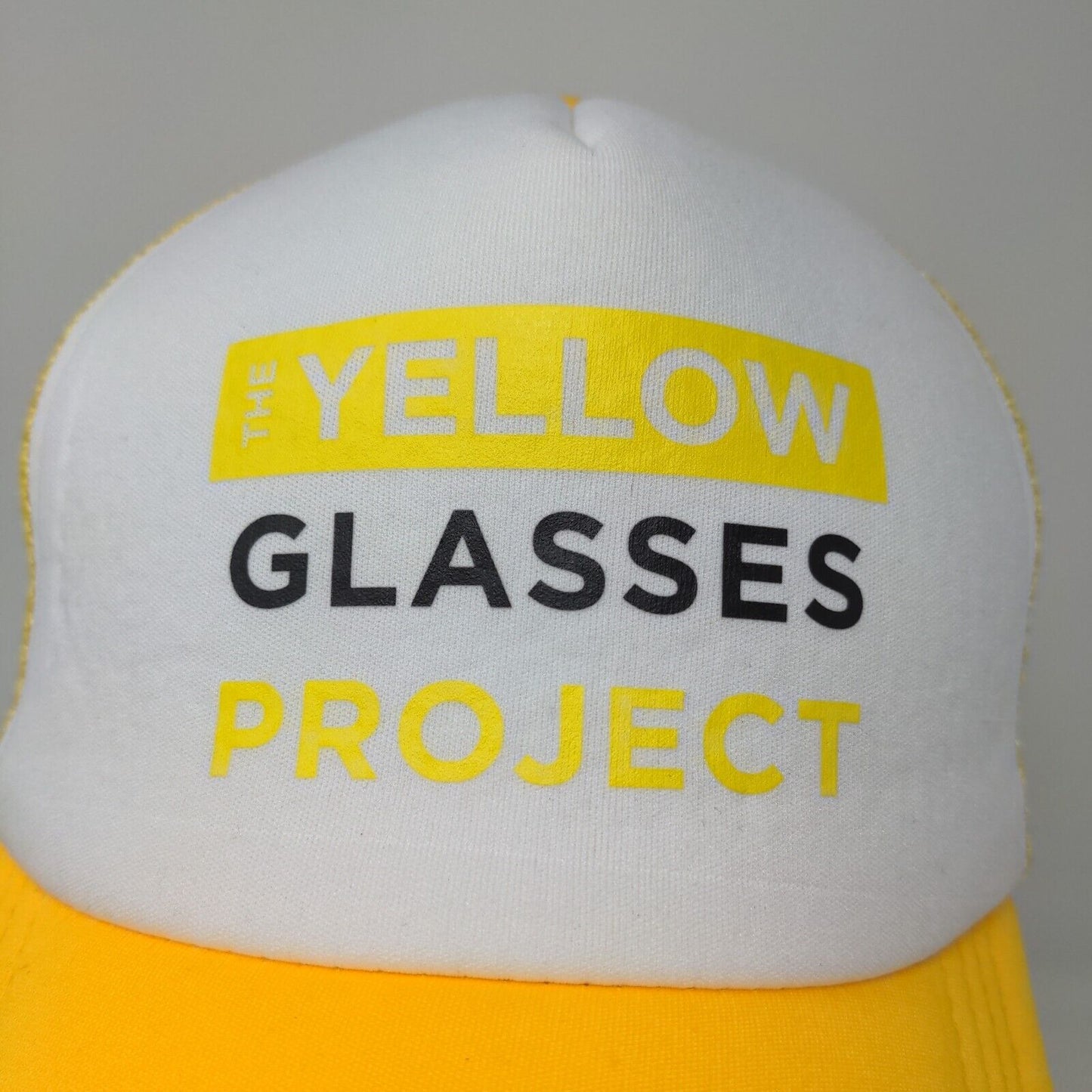 Dollar General Mens Yellow Glasses Project Snapback Mesh Back Hat Yellow White