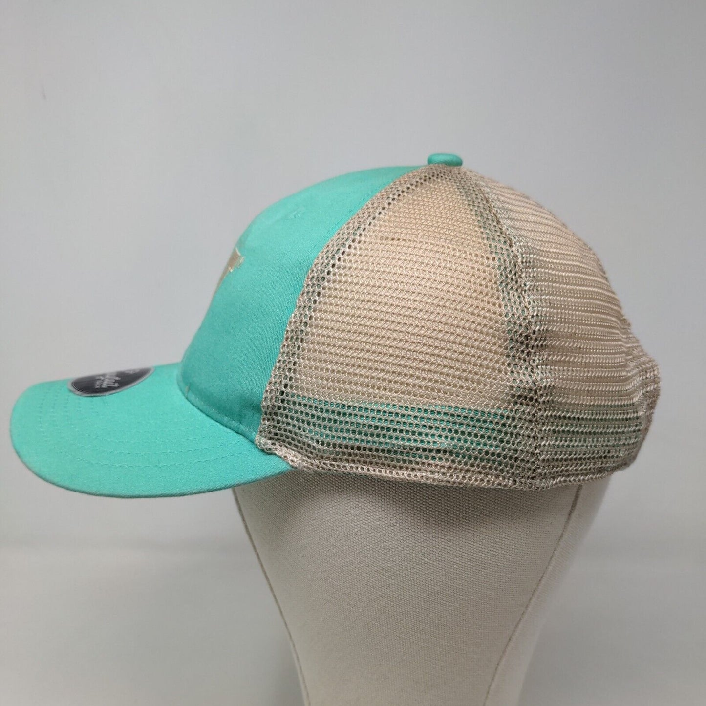 CAT Caterpillar Women's Strapback Mesh Back Hat Blue Green Ponytail Back